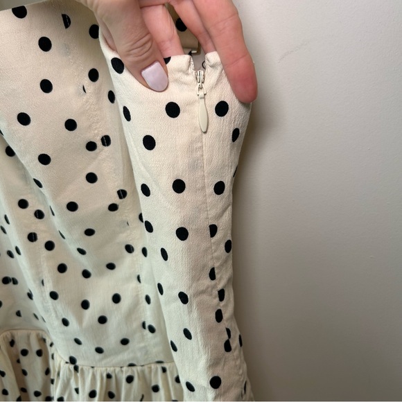 NWT NEW Abercrombie Mila Drop-Waist Mini Dress in Cream Dot Size Large Petite - Picture 5 of 12